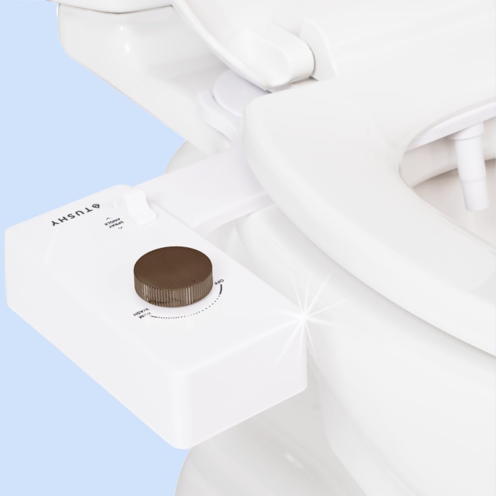 TUSHY Classic 3.0 Bidet Toilet Seat Attachment - A Non-Electric Self Cleaning Water Sprayer with Adjustable Water Pressure Nozzle, Angle Control & Easy Home Installation (Bamboo Knob)