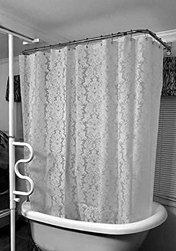 Ombre Grey Clawfoot Tub Shower Curtain Liner 180Wx60H Geometric Neutral Soft Wrap Around Shower Curtain Liner Washable,Water Repellent,with 36 Metal Hooks, Magnets