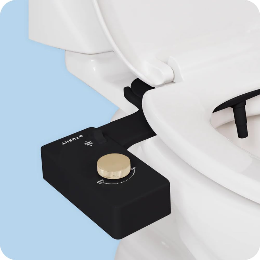 TUSHY Classic 3.0 Bidet Toilet Seat Attachment - A Non-Electric Self Cleaning Water Sprayer with Adjustable Water Pressure Nozzle, Angle Control & Easy Home Installation (Bamboo Knob)