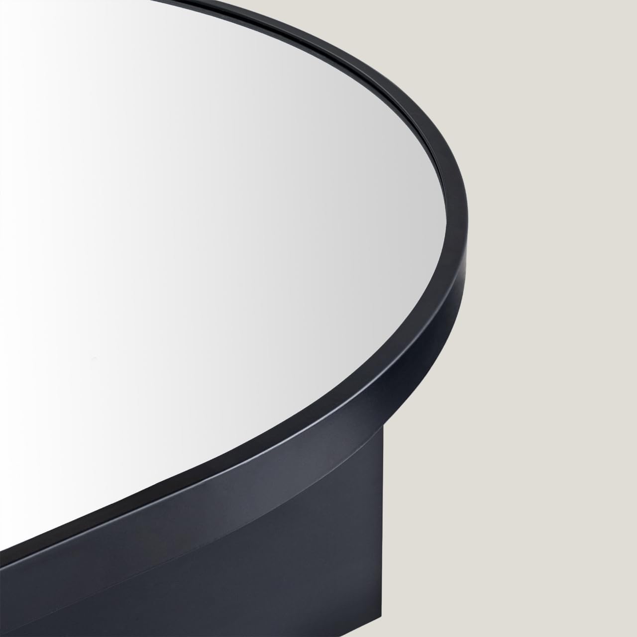 Surface Mount Black Oval Bathroom Medicine Cabinet with Mirror Metal Framed Oval Bathroom Storage Cabinet, 20x30''