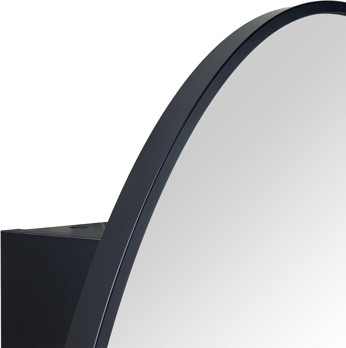 Surface Mount Black Oval Bathroom Medicine Cabinet with Mirror Metal Framed Oval Bathroom Storage Cabinet, 20x30''