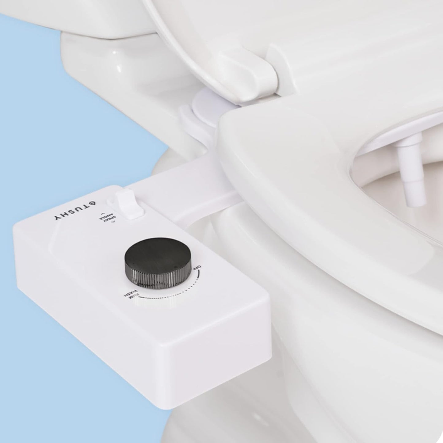 TUSHY Classic 3.0 Bidet Toilet Seat Attachment - A Non-Electric Self Cleaning Water Sprayer with Adjustable Water Pressure Nozzle, Angle Control & Easy Home Installation (Bamboo Knob)