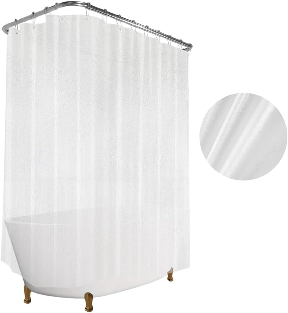 Ombre Grey Clawfoot Tub Shower Curtain Liner 180Wx60H Geometric Neutral Soft Wrap Around Shower Curtain Liner Washable,Water Repellent,with 36 Metal Hooks, Magnets