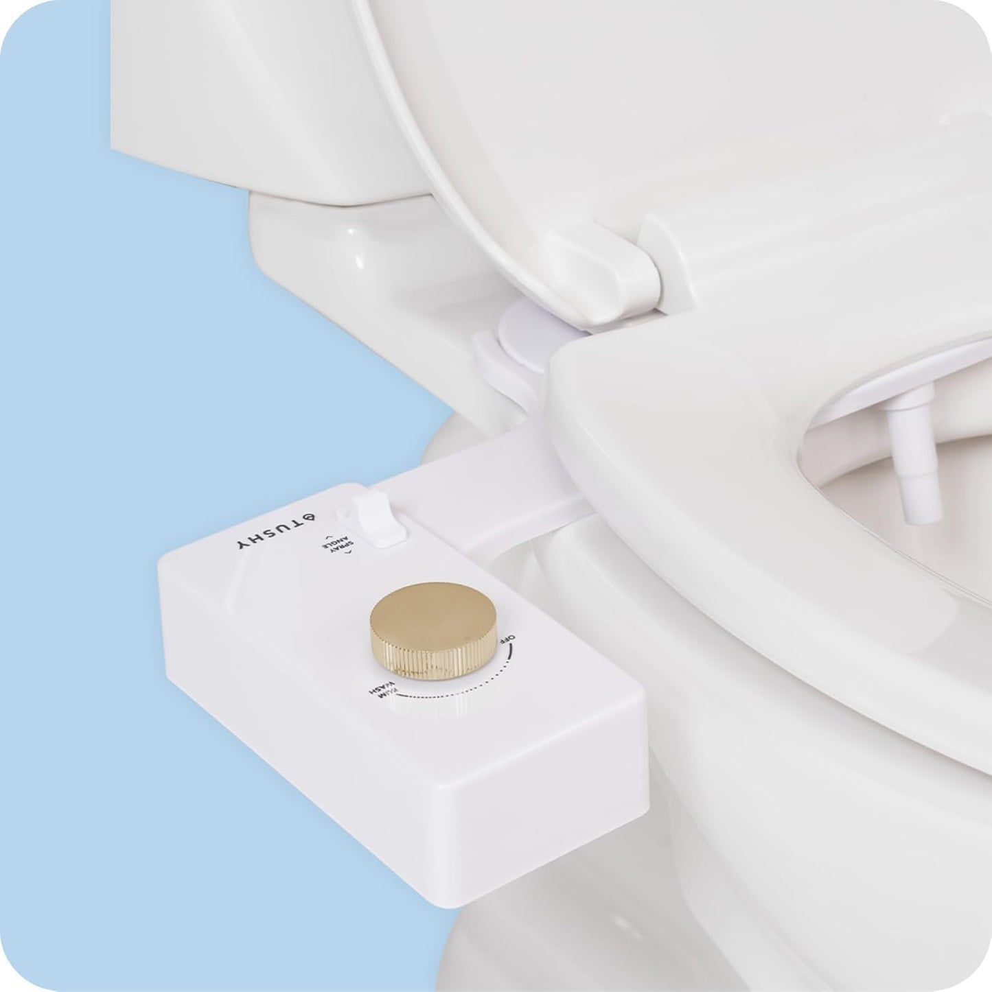 TUSHY Classic 3.0 Bidet Toilet Seat Attachment - A Non-Electric Self Cleaning Water Sprayer with Adjustable Water Pressure Nozzle, Angle Control & Easy Home Installation (Bamboo Knob)