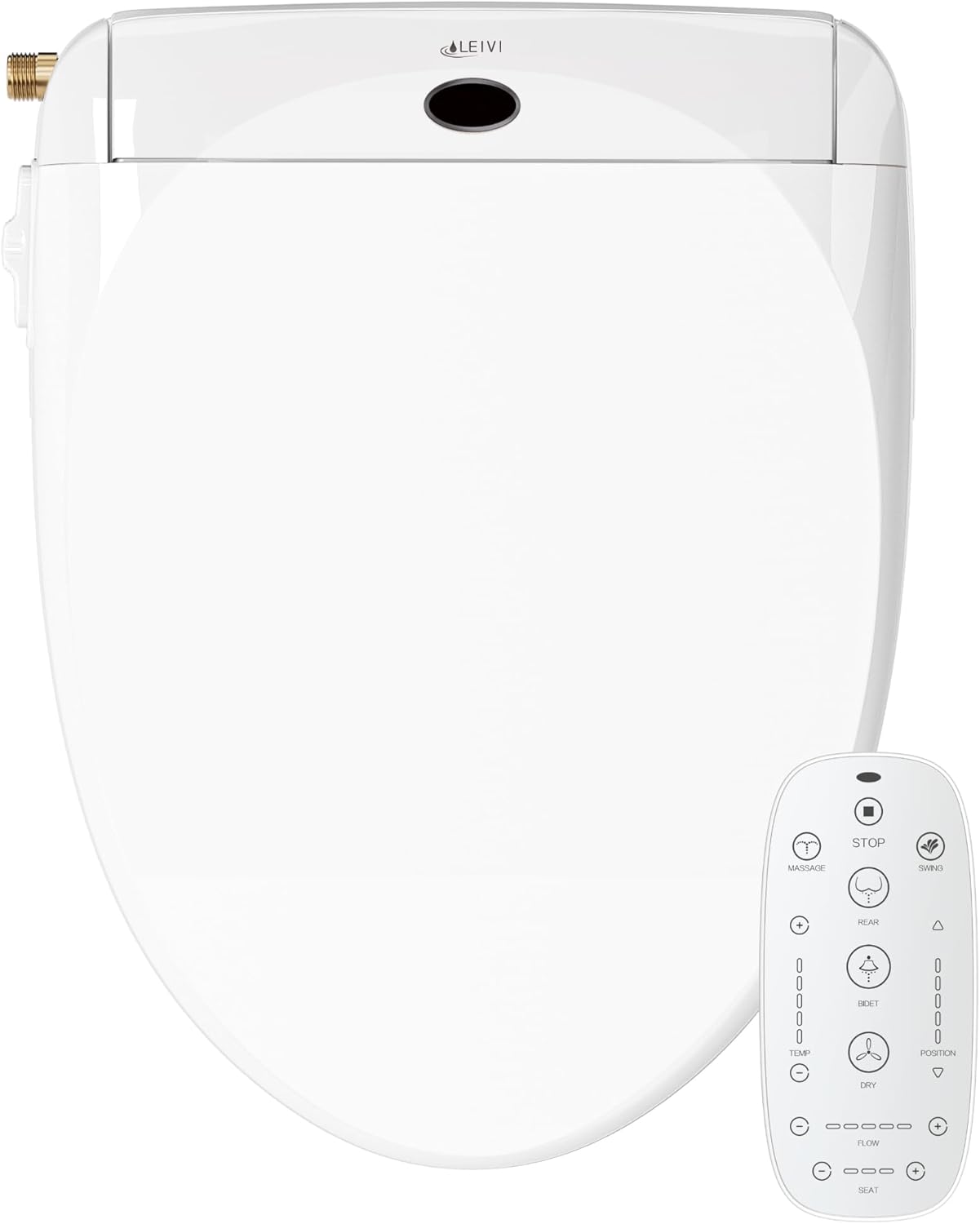 LEIVI Electric Bidet Smart Toilet Seat with Dual Control Mode, Adjustable Warm Water and Air Dryer, Ultra Slim Heated Toilet Seat, Oscillating and Pulsating Spray Wash, LED Nightlight, Elongated