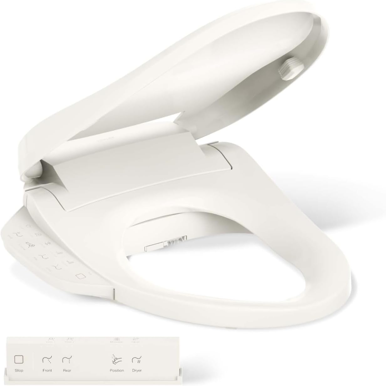 Kohler PureWash M250 Manual Elongated Bidet Toilet Seat, White, Quiet-Close Lid Prevents Slamming, Cool Water, Easy Installation with Quick-Release Hinges, Adjustable Spray Position & Pressure