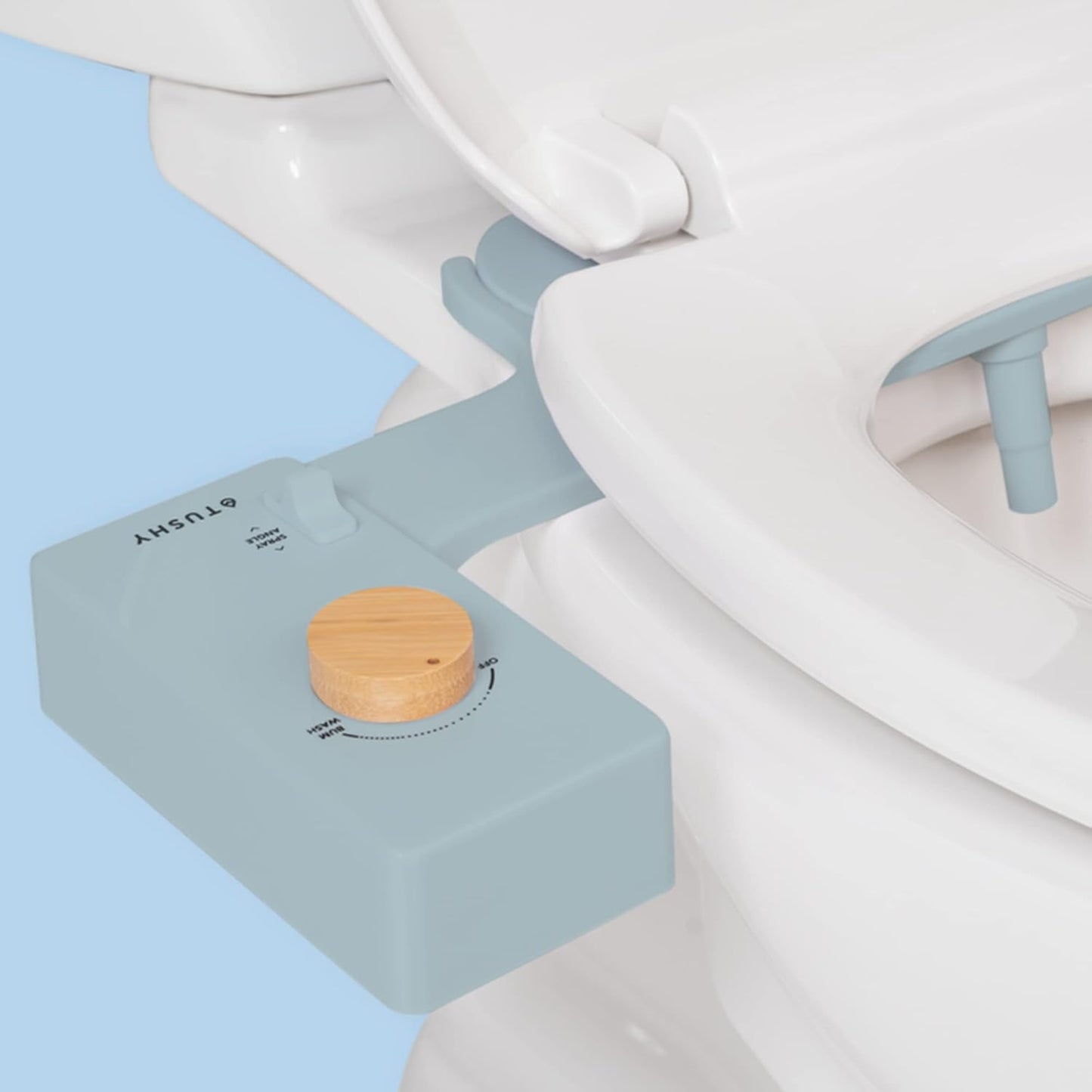 TUSHY Classic 3.0 Bidet Toilet Seat Attachment - A Non-Electric Self Cleaning Water Sprayer with Adjustable Water Pressure Nozzle, Angle Control & Easy Home Installation (Bamboo Knob)