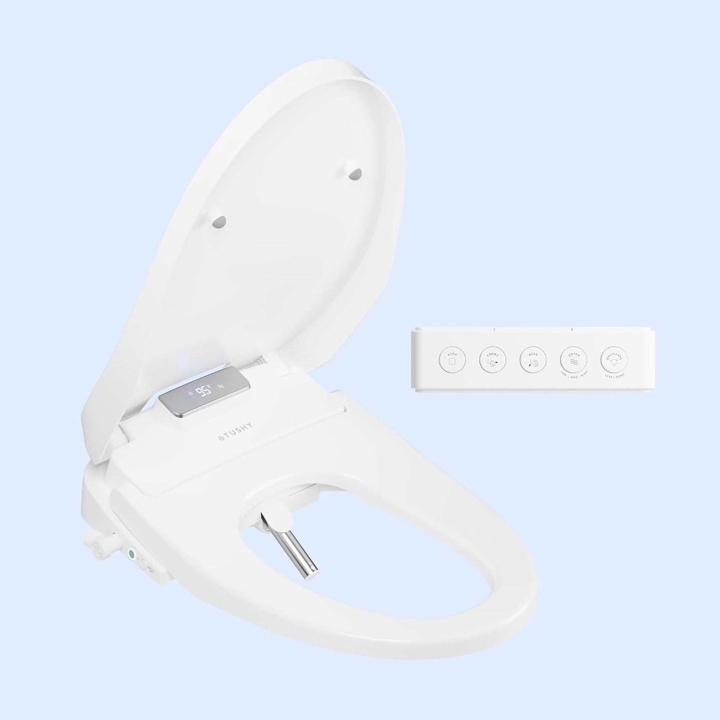 TUSHY Cloud+ Electronic Bidet Heated Toilet Seat (Intelligent Remote w/Personal Settings, Warm Water, Air Dryer, Automatic Deodorizer & Night Light), Elongated