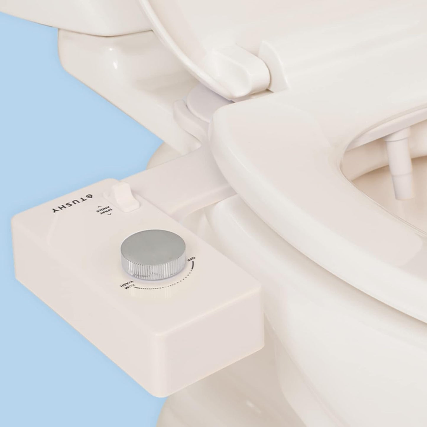 TUSHY Classic 3.0 Bidet Toilet Seat Attachment - A Non-Electric Self Cleaning Water Sprayer with Adjustable Water Pressure Nozzle, Angle Control & Easy Home Installation (Bamboo Knob)
