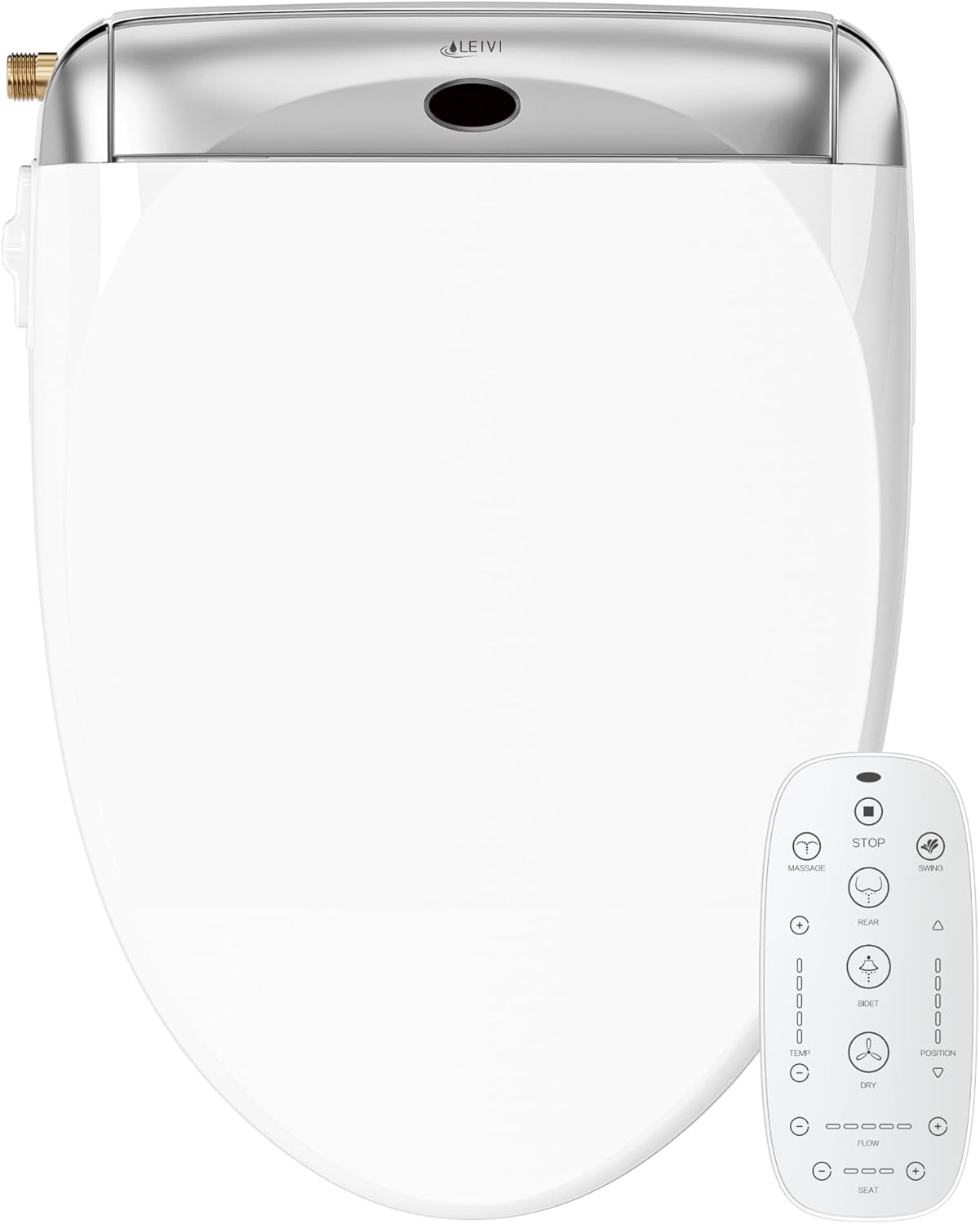 LEIVI Electric Bidet Smart Toilet Seat with Dual Control Mode, Adjustable Warm Water and Air Dryer, Ultra Slim Heated Toilet Seat, Oscillating and Pulsating Spray Wash, LED Nightlight, Elongated