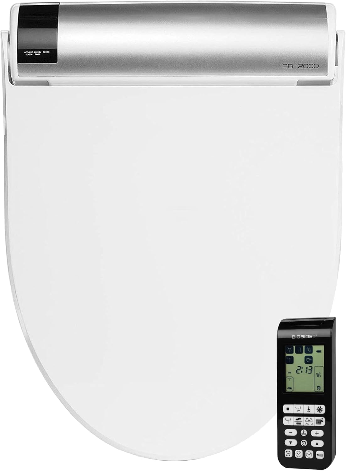 Bio Bidet BB2000 Electric Bidet Toilet Seat, Warm Water with Air Dryer, Heated Seat with Sensor and Slow Close Lid, Night Light, Remote Control, Round, White