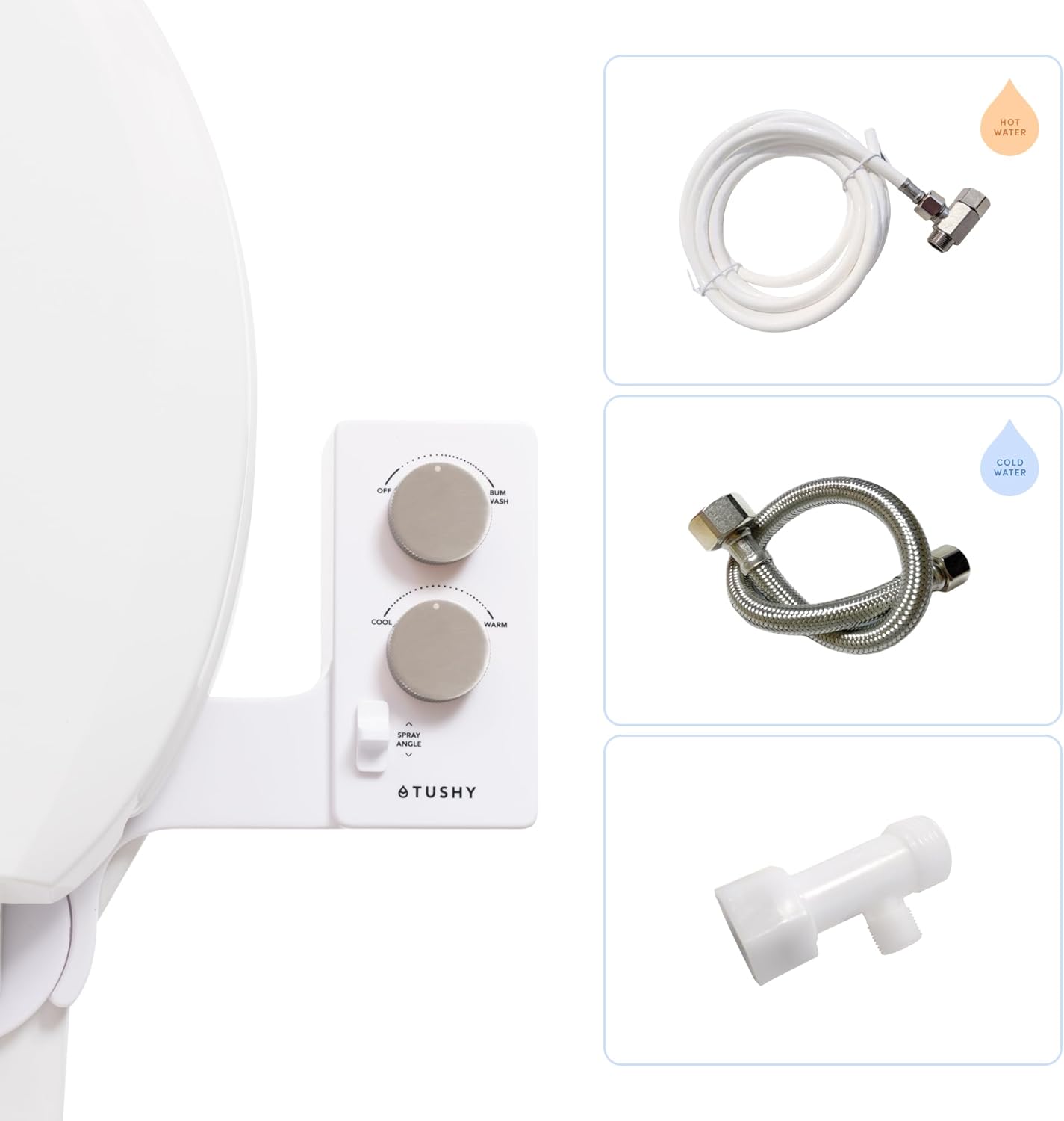TUSHY Classic 3.0 Bidet Toilet Seat Attachment - A Non-Electric Self Cleaning Water Sprayer with Adjustable Water Pressure Nozzle, Angle Control & Easy Home Installation (Bamboo Knob)