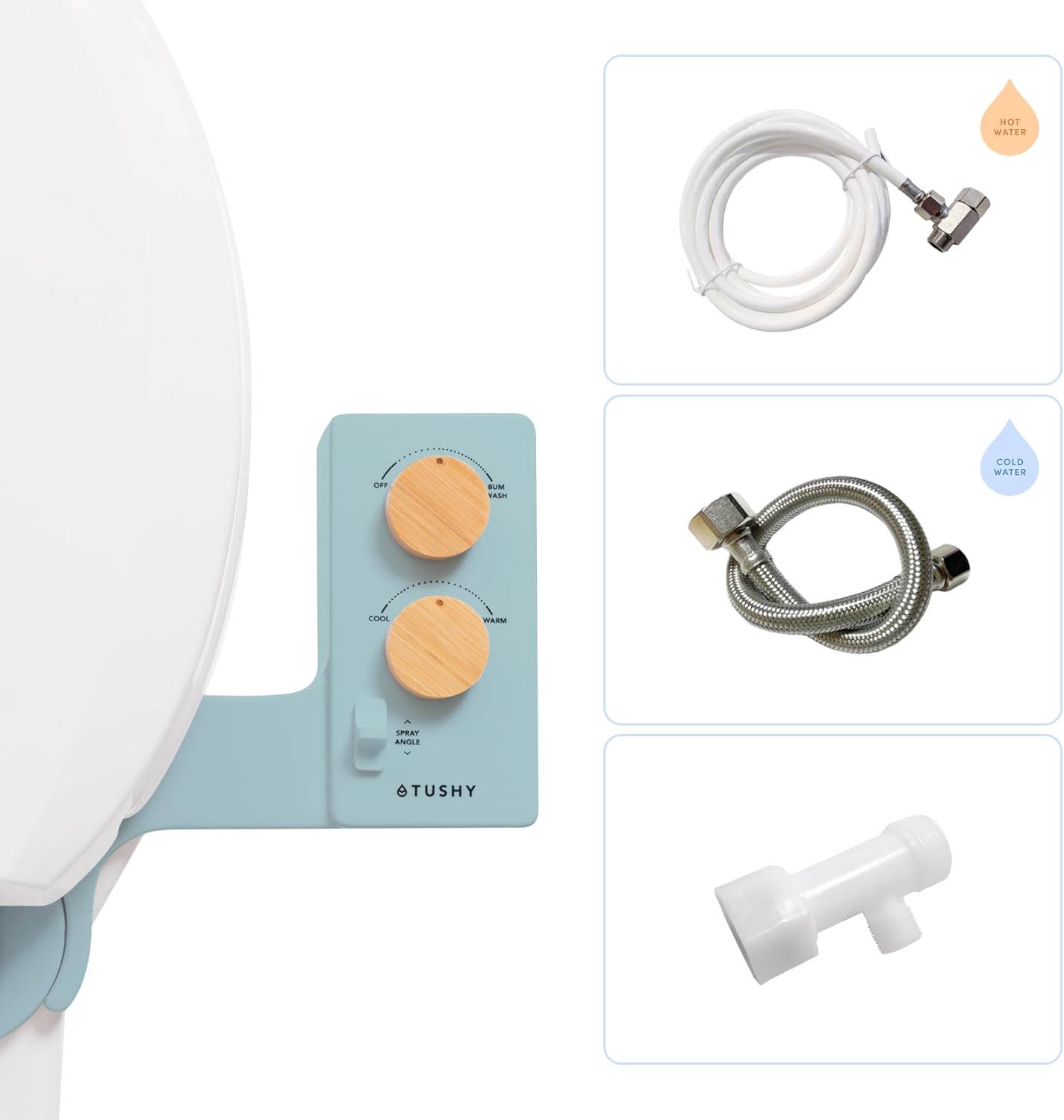 TUSHY Classic 3.0 Bidet Toilet Seat Attachment - A Non-Electric Self Cleaning Water Sprayer with Adjustable Water Pressure Nozzle, Angle Control & Easy Home Installation (Bamboo Knob)