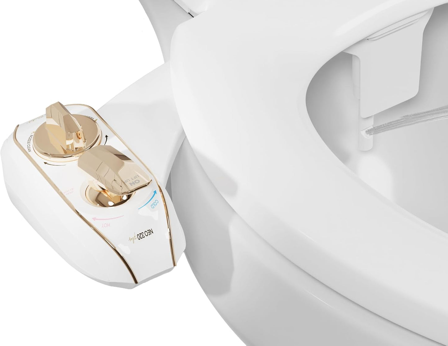 LUXE Bidet NEO 320 Plus - Patented Bidet Attachment for Toilet Seat, Innovative Hinges to Clean, Slide-in Install, Advanced 360° Self-Clean, Warm, Dual Nozzles, Feminine & Rear Wash (Chrome)