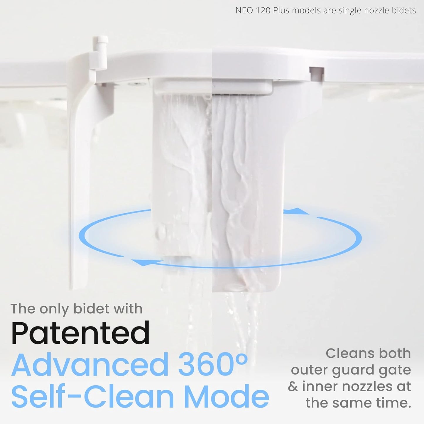 LUXE Bidet NEO 320 Plus - Patented Bidet Attachment for Toilet Seat, Innovative Hinges to Clean, Slide-in Install, Advanced 360° Self-Clean, Warm, Dual Nozzles, Feminine & Rear Wash (Chrome)