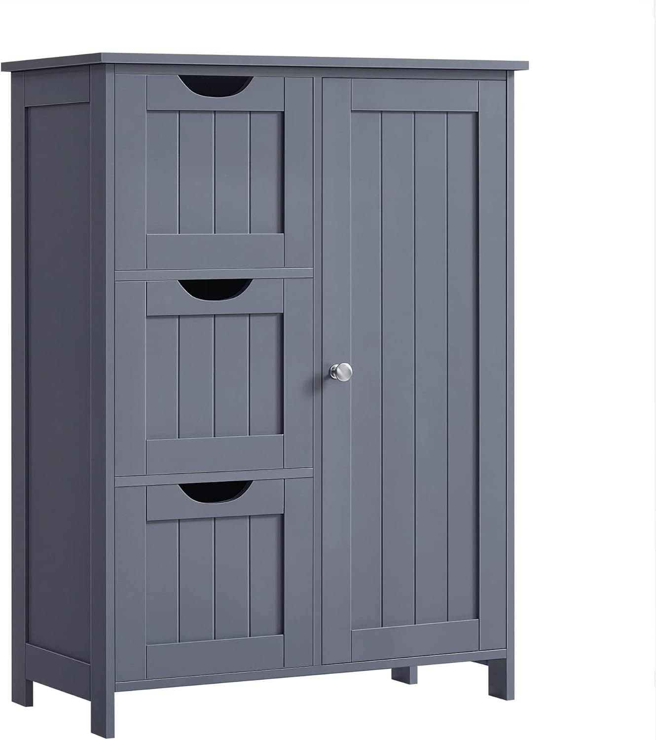 VASAGLE Bathroom Floor Storage Cabinet, Freestanding Bathroom Storage Unit with 3 Drawers, 1 Adjustable Shelf, 11.8 x 23.6 x 31.5 Inches, Slate Gray UBBC049G01