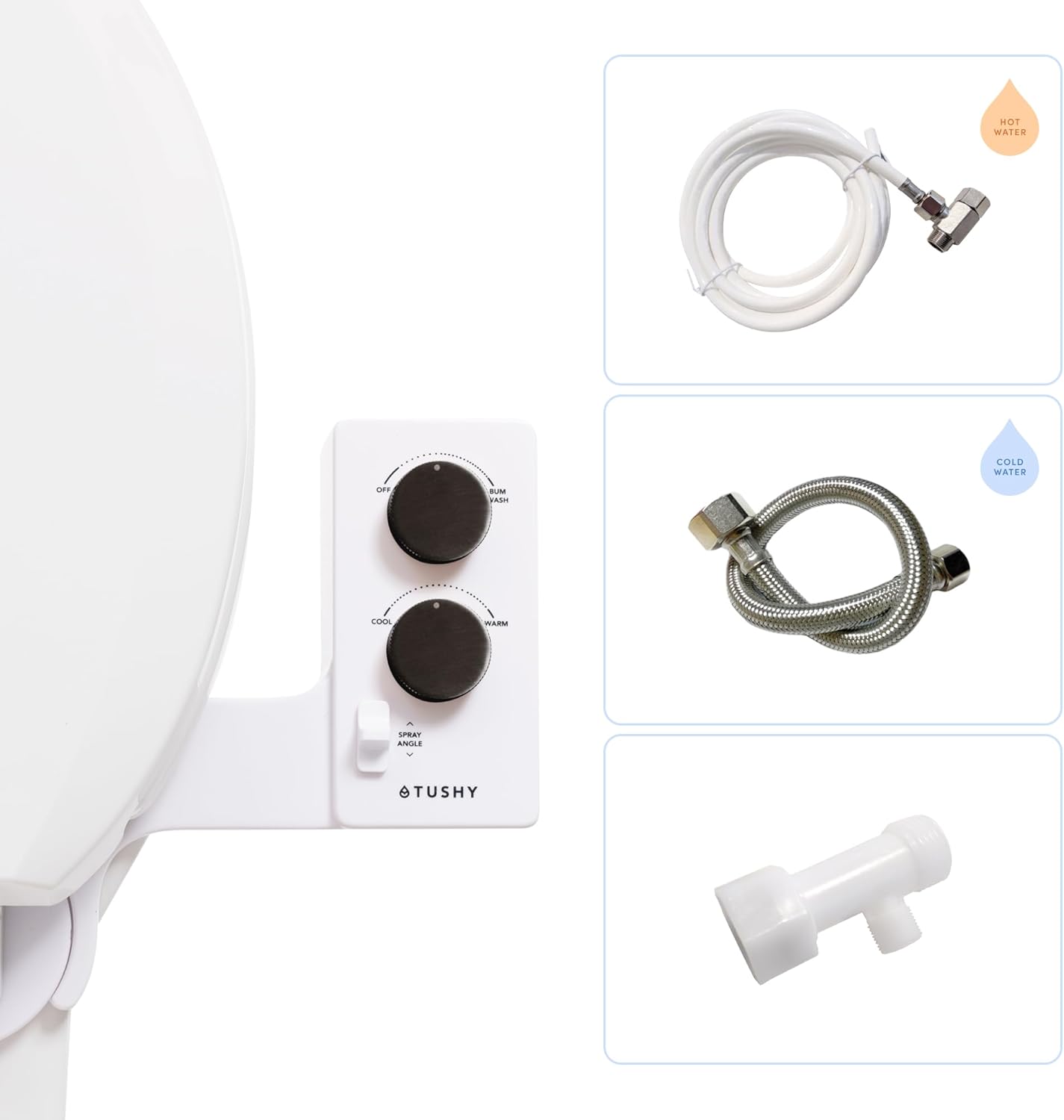 TUSHY Classic 3.0 Bidet Toilet Seat Attachment - A Non-Electric Self Cleaning Water Sprayer with Adjustable Water Pressure Nozzle, Angle Control & Easy Home Installation (Bamboo Knob)