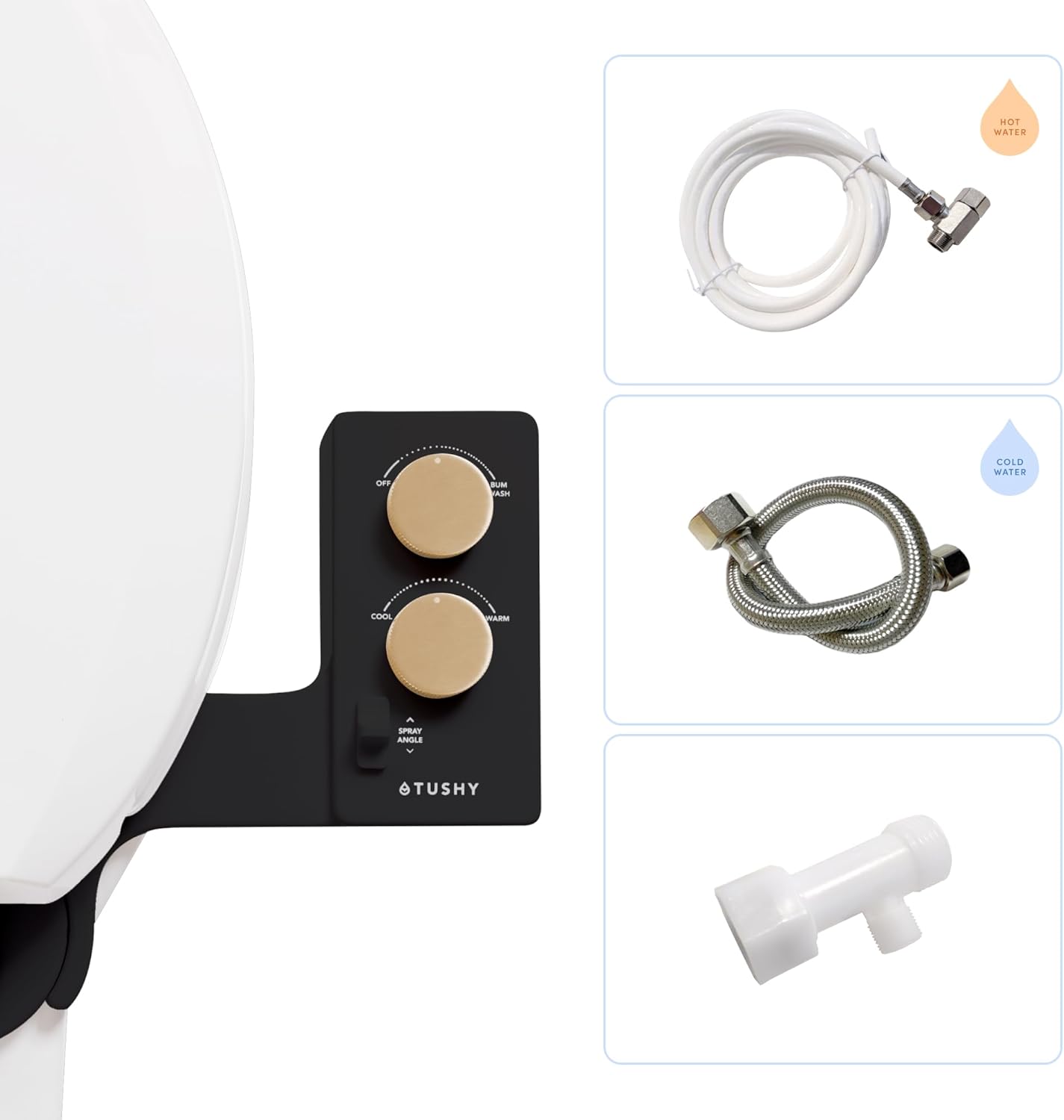 TUSHY Classic 3.0 Bidet Toilet Seat Attachment - A Non-Electric Self Cleaning Water Sprayer with Adjustable Water Pressure Nozzle, Angle Control & Easy Home Installation (Bamboo Knob)
