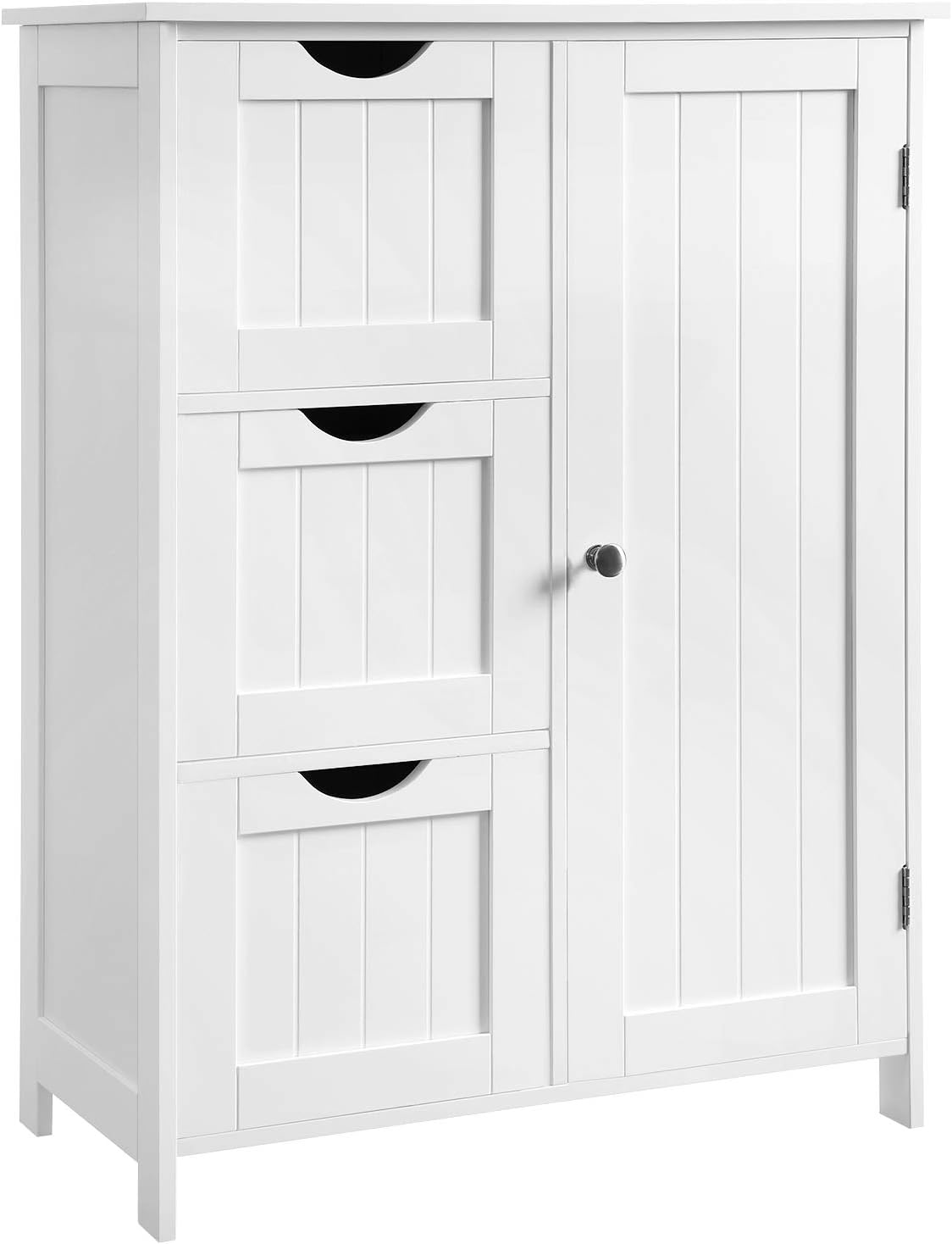VASAGLE Bathroom Floor Storage Cabinet, Freestanding Bathroom Storage Unit with 3 Drawers, 1 Adjustable Shelf, 11.8 x 23.6 x 31.5 Inches, Slate Gray UBBC049G01