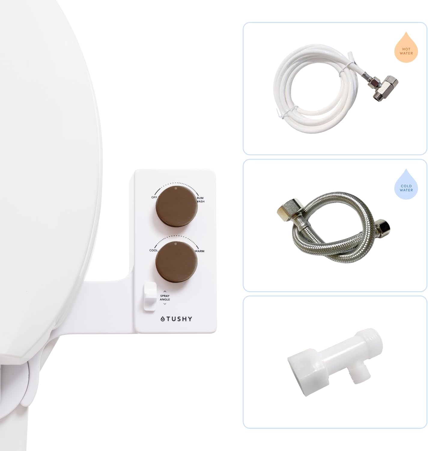 TUSHY Classic 3.0 Bidet Toilet Seat Attachment - A Non-Electric Self Cleaning Water Sprayer with Adjustable Water Pressure Nozzle, Angle Control & Easy Home Installation (Bamboo Knob)