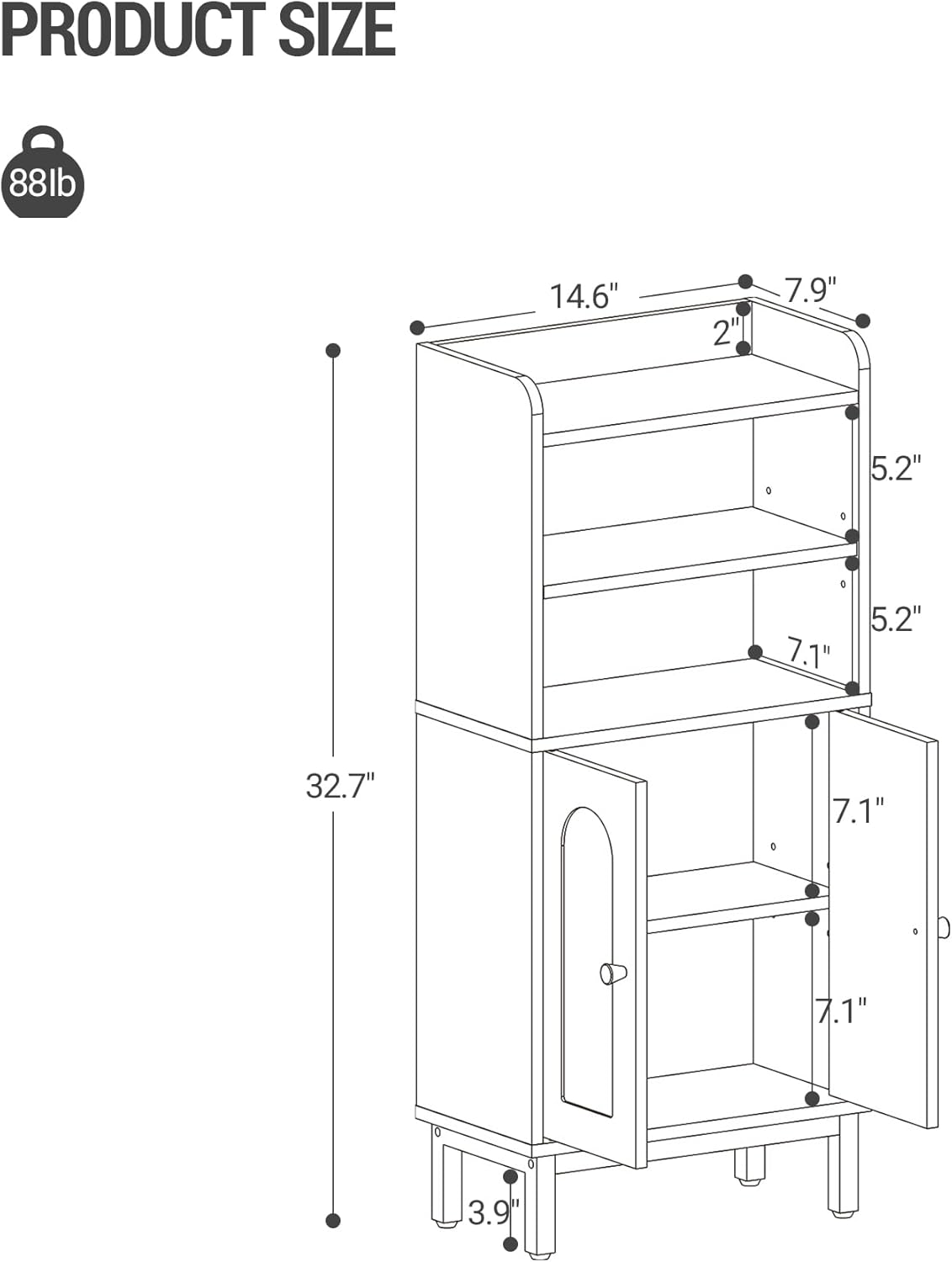 Bathroom Storage Cabinet, Small Floor Cabinet with 2 Door and Shelves, Toilet Paper Cabinets, Bathroom Organizer with Adjustable Shelf, for Small Spaces (Modern, White)
