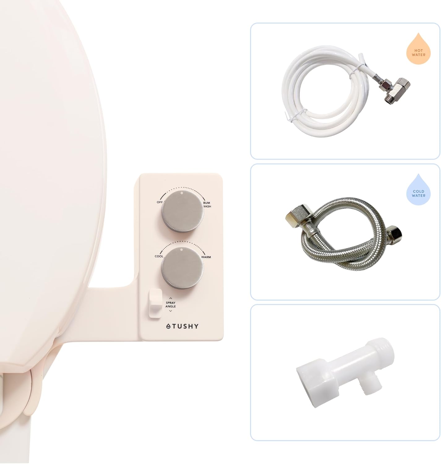 TUSHY Classic 3.0 Bidet Toilet Seat Attachment - A Non-Electric Self Cleaning Water Sprayer with Adjustable Water Pressure Nozzle, Angle Control & Easy Home Installation (Bamboo Knob)