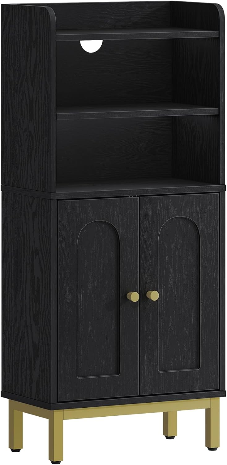 Bathroom Storage Cabinet, Small Floor Cabinet with 2 Door and Shelves, Toilet Paper Cabinets, Bathroom Organizer with Adjustable Shelf, for Small Spaces (Modern, White)