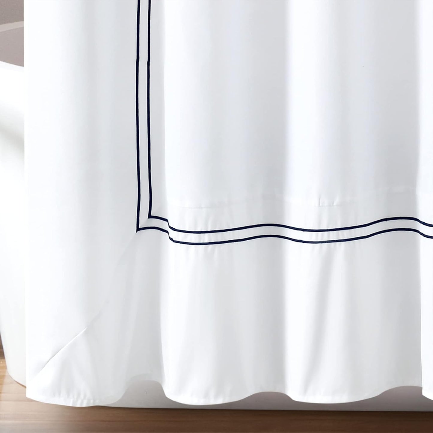 Lush Decor Hotel Collection Shower Curtain, 72" x 72", White & Navy