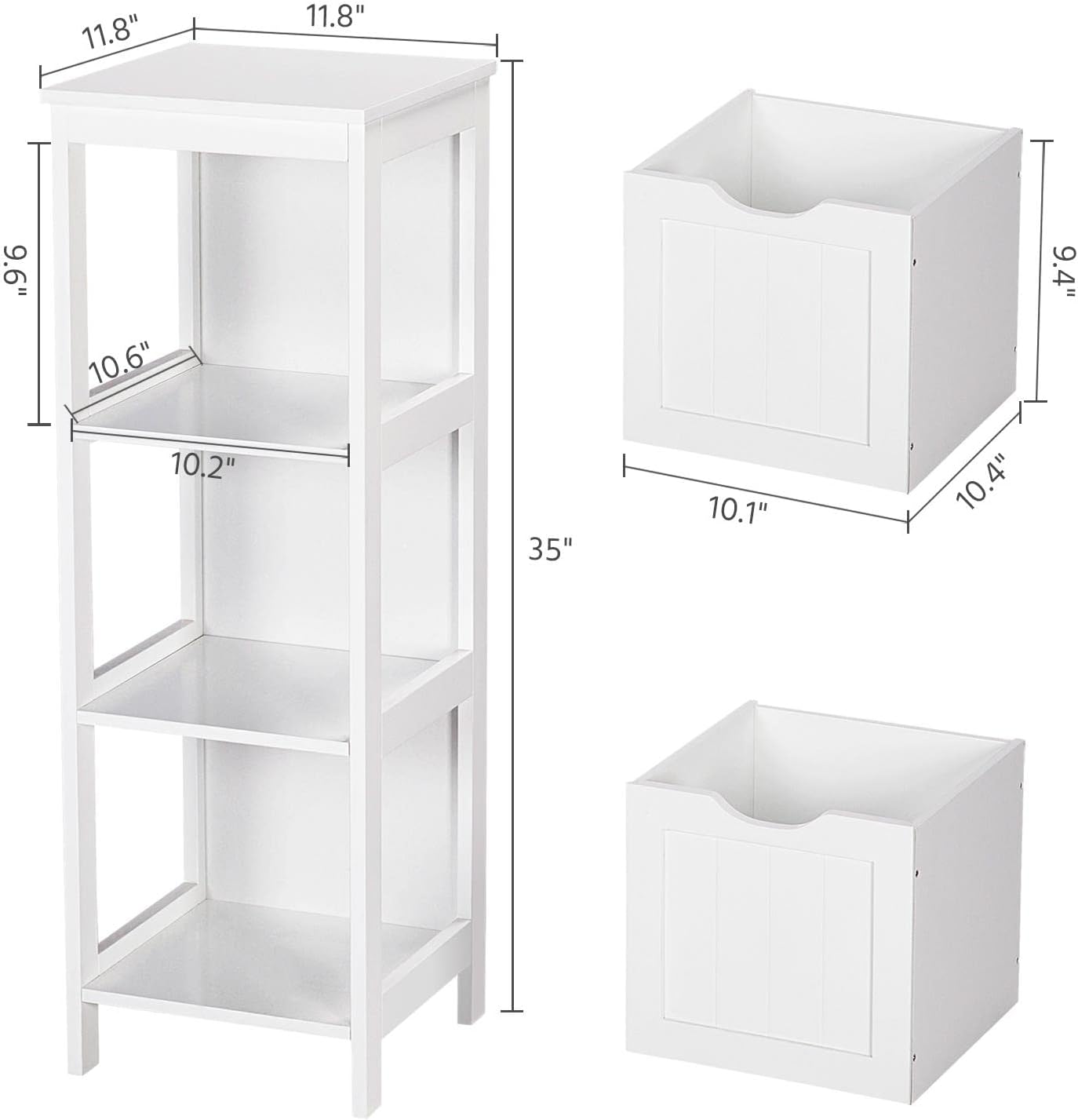 Yaheetech Bathroom Floor Cabinet, Wooden Storage Cabinet with 2 Drawers, Multifunctional Side Organizer Rack Stand Table, White