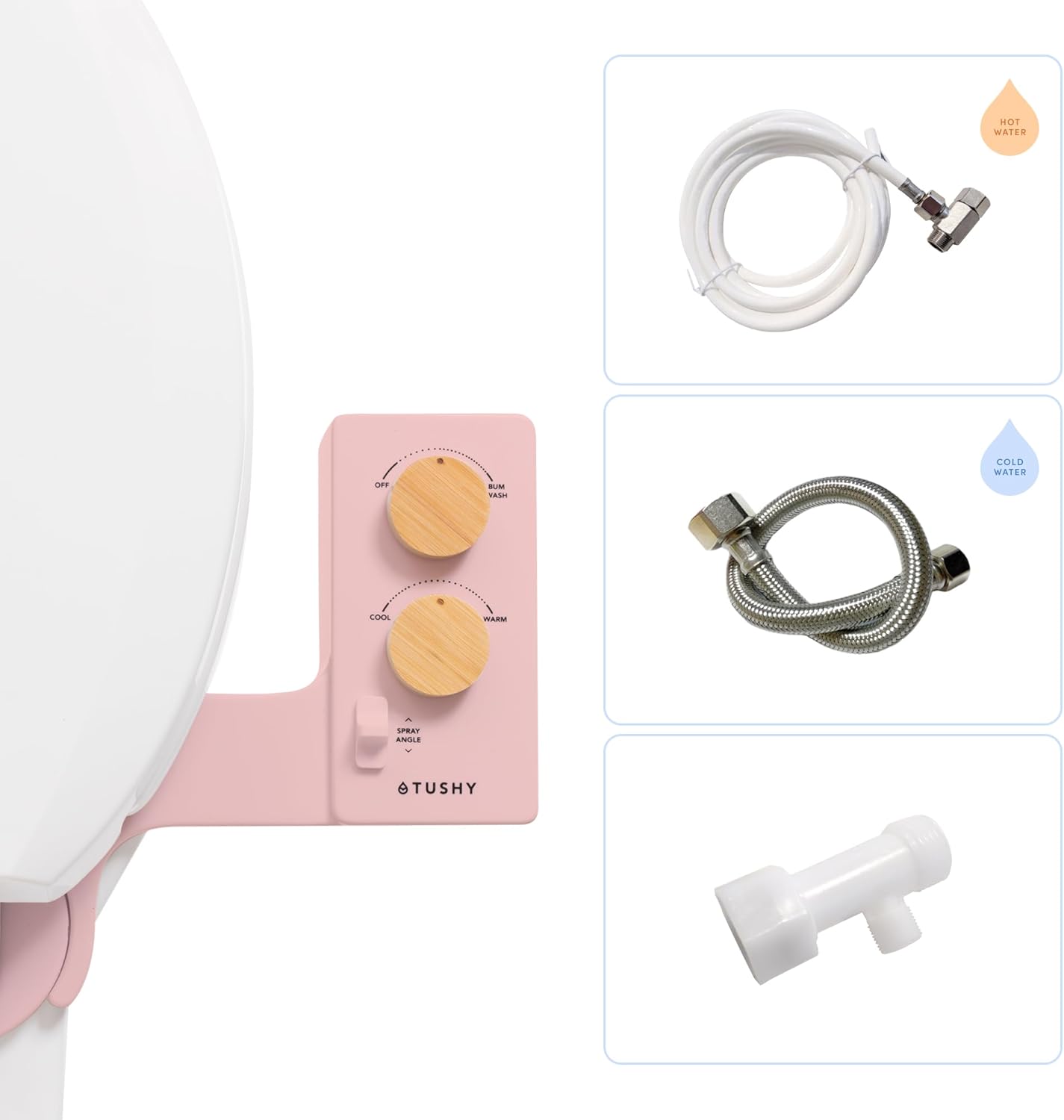 TUSHY Classic 3.0 Bidet Toilet Seat Attachment - A Non-Electric Self Cleaning Water Sprayer with Adjustable Water Pressure Nozzle, Angle Control & Easy Home Installation (Bamboo Knob)