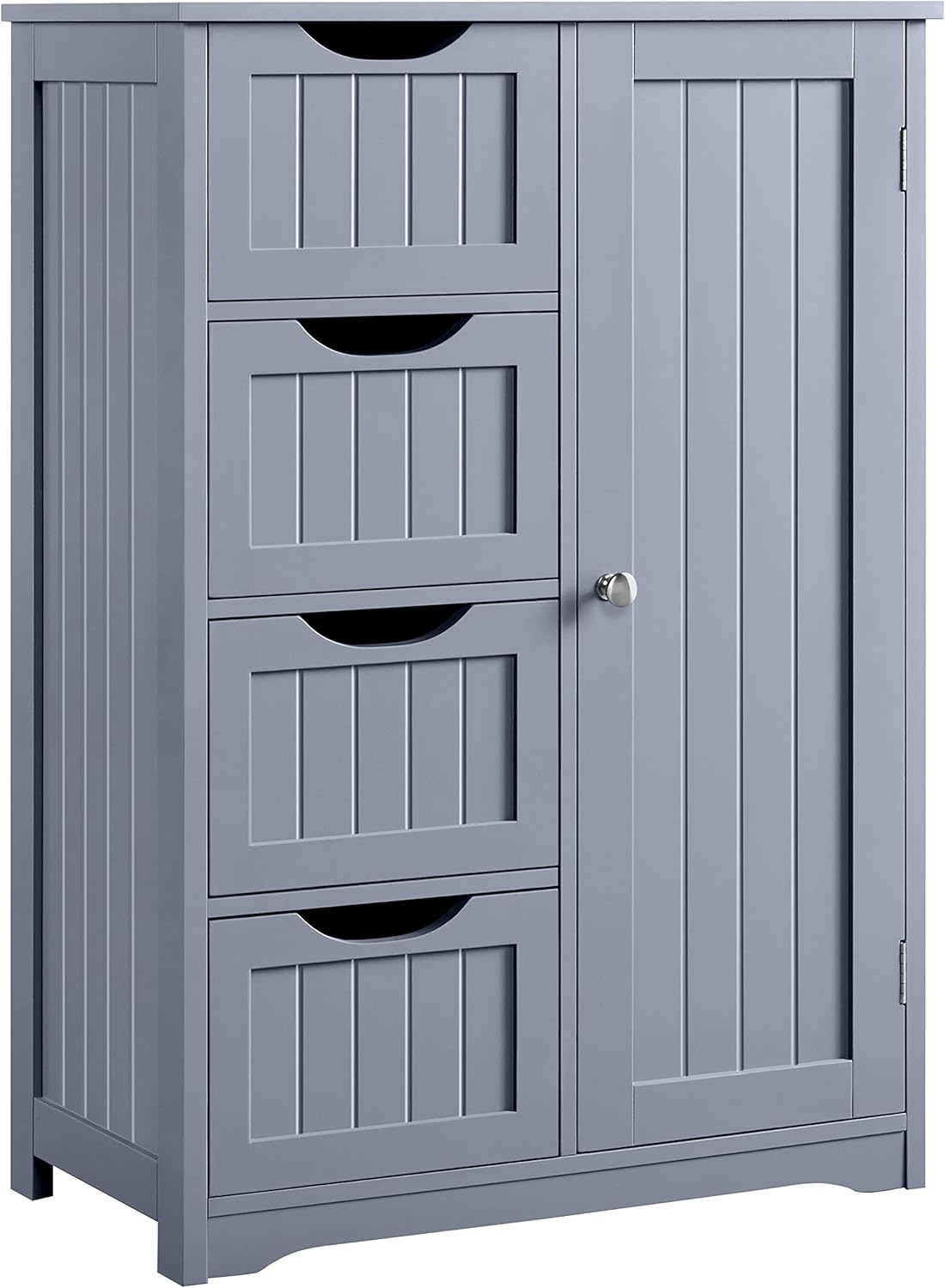 Yaheetech Wooden Floor Cabinet, Side Storage Organizer with 4 Drawers and 1 Cupboard, Freestanding Entryway Storage Unit Console Table, Bathroom Furniture Home Decor, White