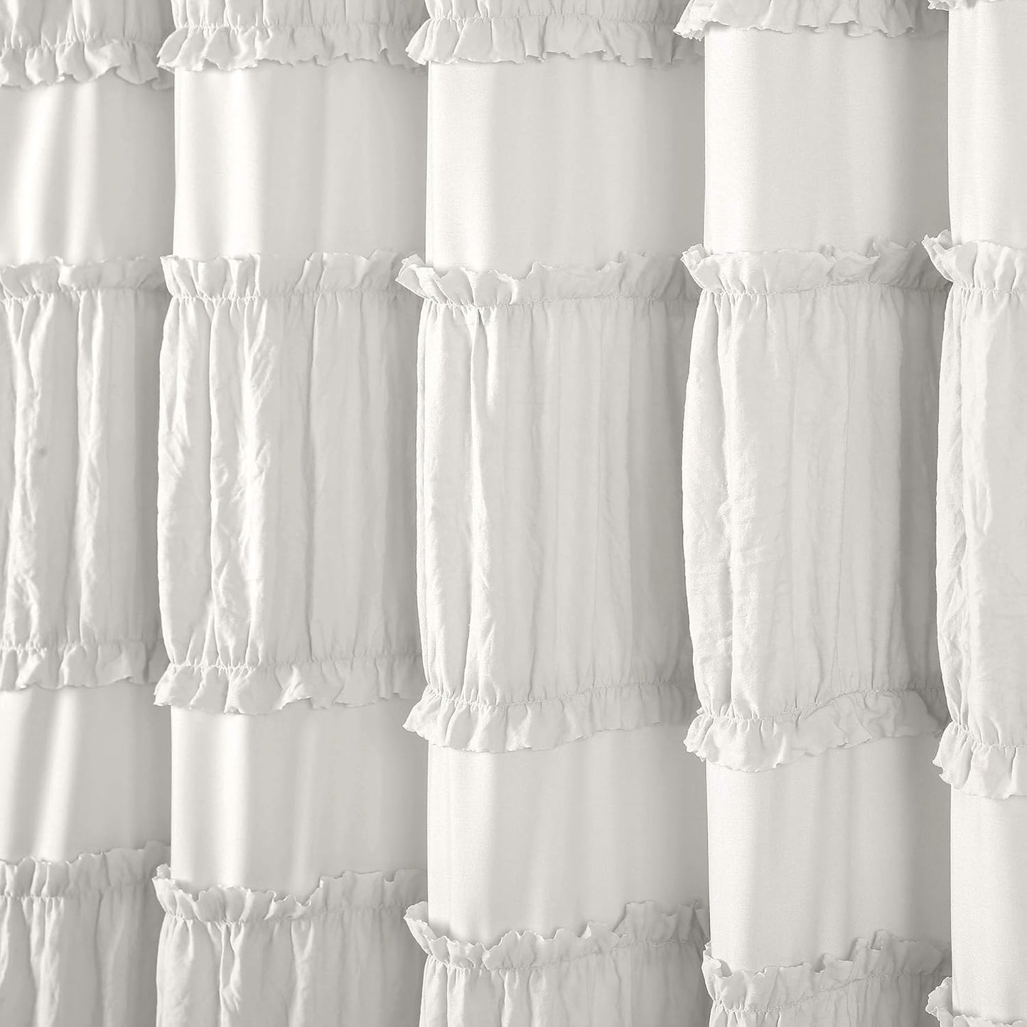 Lush Decor, 72" x 72", White Nova Ruffle Shower Curtain