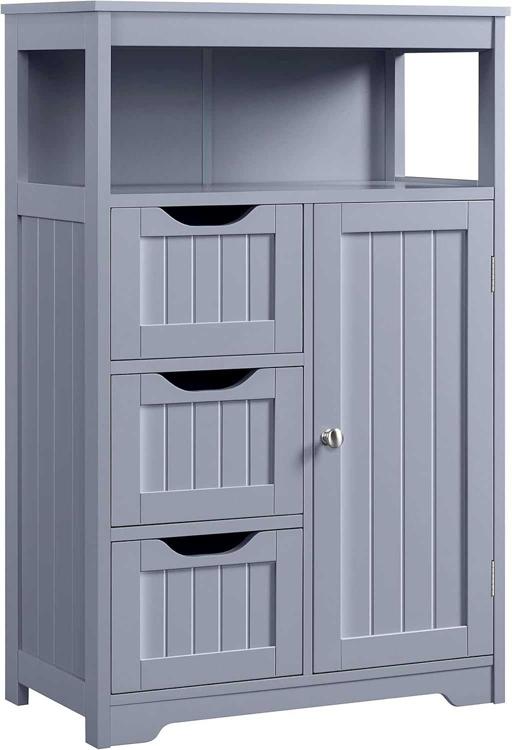 Yaheetech Bathroom Floor Cabinet Wooden Storage Organizer with 1 Door and 3 Drawers, Free-Standing Cupboard for Kitchen/Living Room/Bathroom Use, White