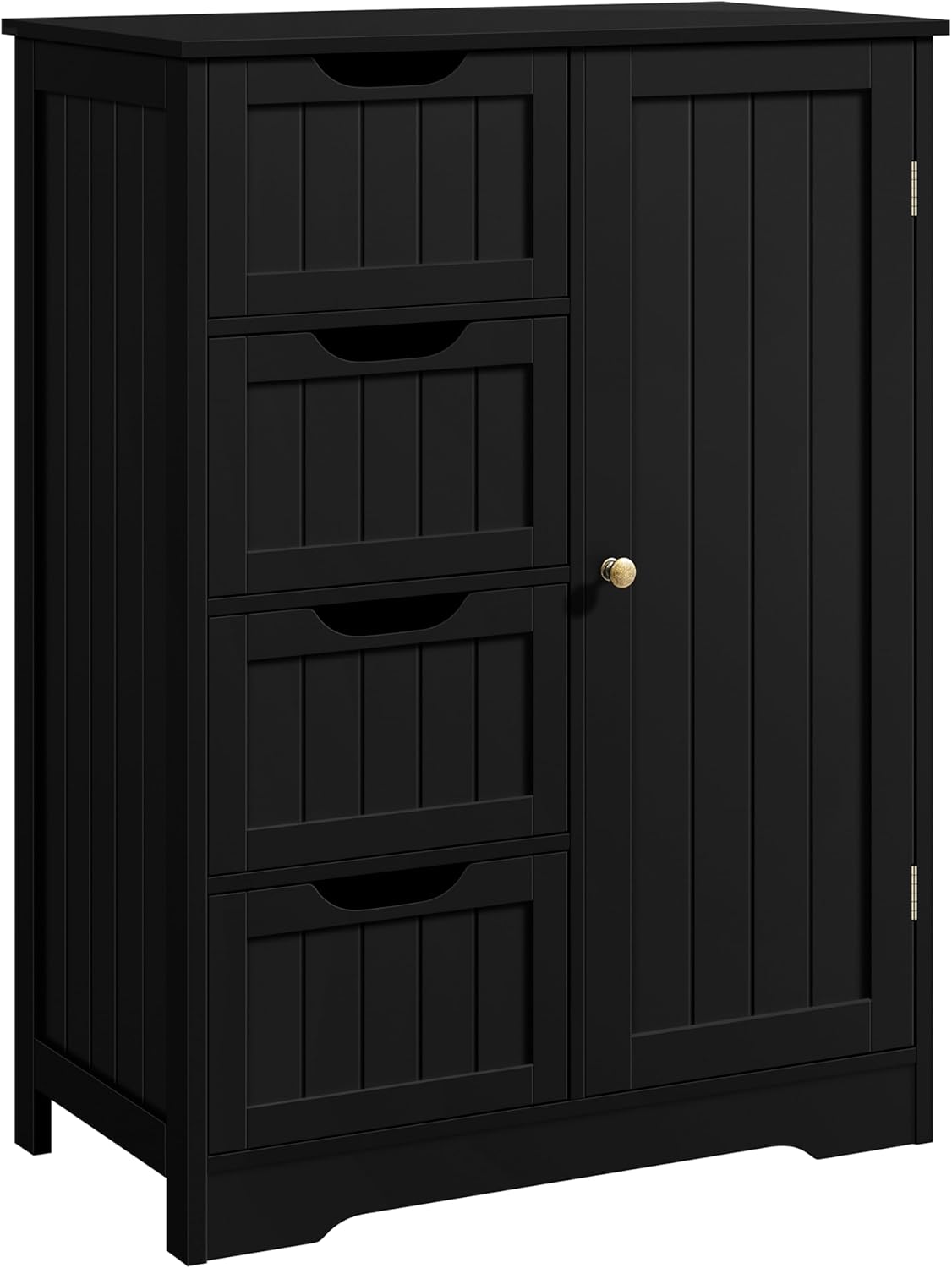 Yaheetech Wooden Floor Cabinet, Side Storage Organizer with 4 Drawers and 1 Cupboard, Freestanding Entryway Storage Unit Console Table, Bathroom Furniture Home Decor, White