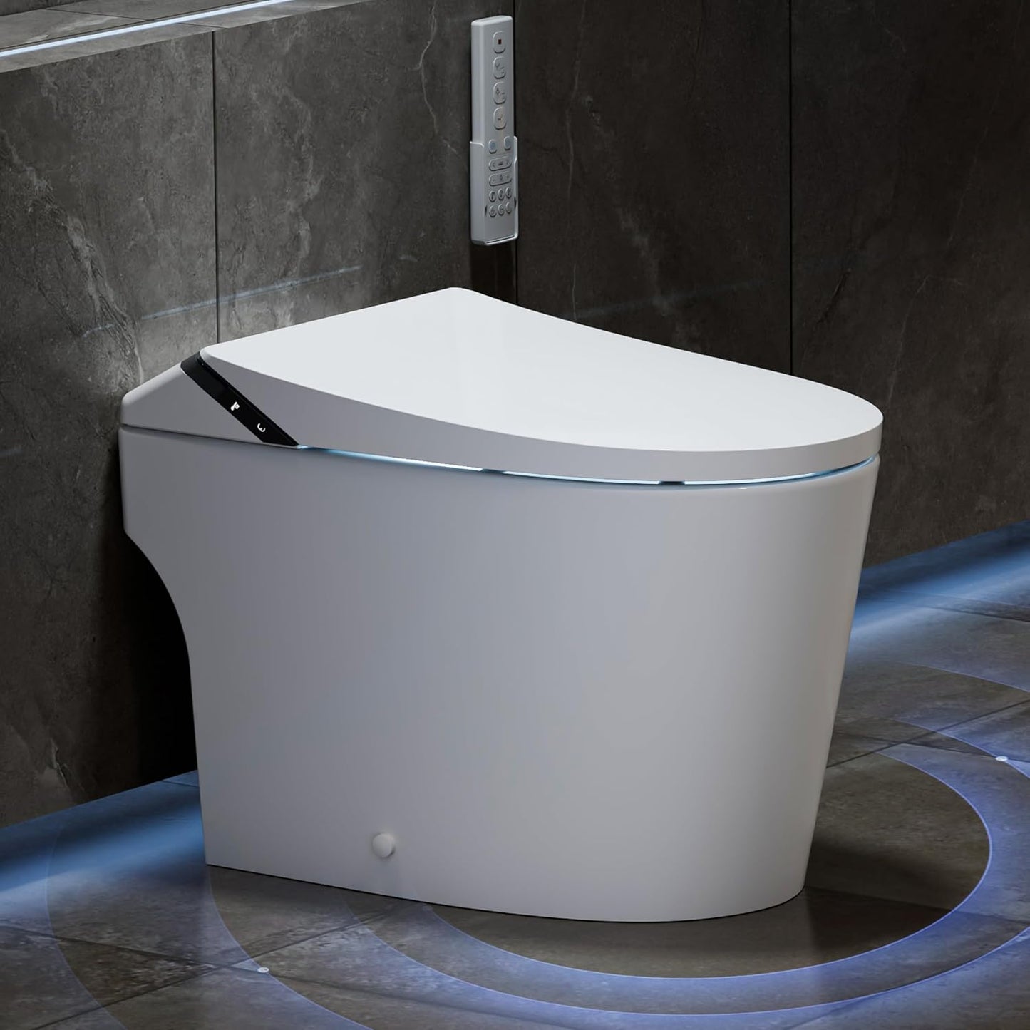 Smart Toilet with Bidet Built in, Toilets with Tank, Dual Auto Flush, Foot Sensor Flush, Heated Seat, Warm Water, Foam Dispenser, Elongated Bidets for Modern Bathroom, Remote, Night Light