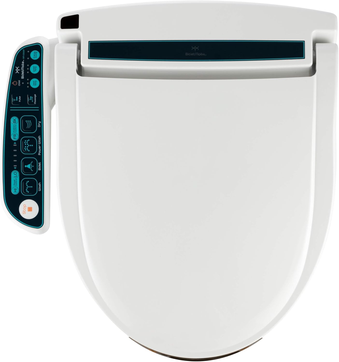 BidetMate 2000 Series Electric Bidet Toilet Seat with Unlimited Heated Water, Side Controls, Deodorizer, Warm Air Dryer - Self-Cleaning - Elongated Electric Bidet Attachment for Toilets
