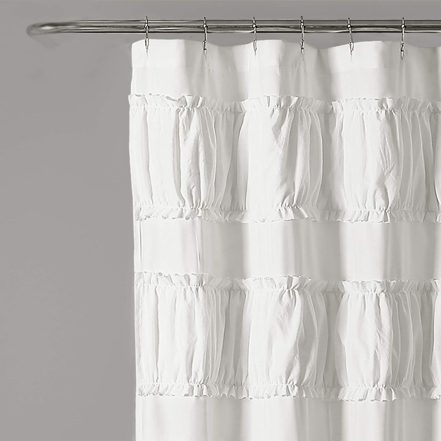 Lush Decor, 72" x 72", White Nova Ruffle Shower Curtain