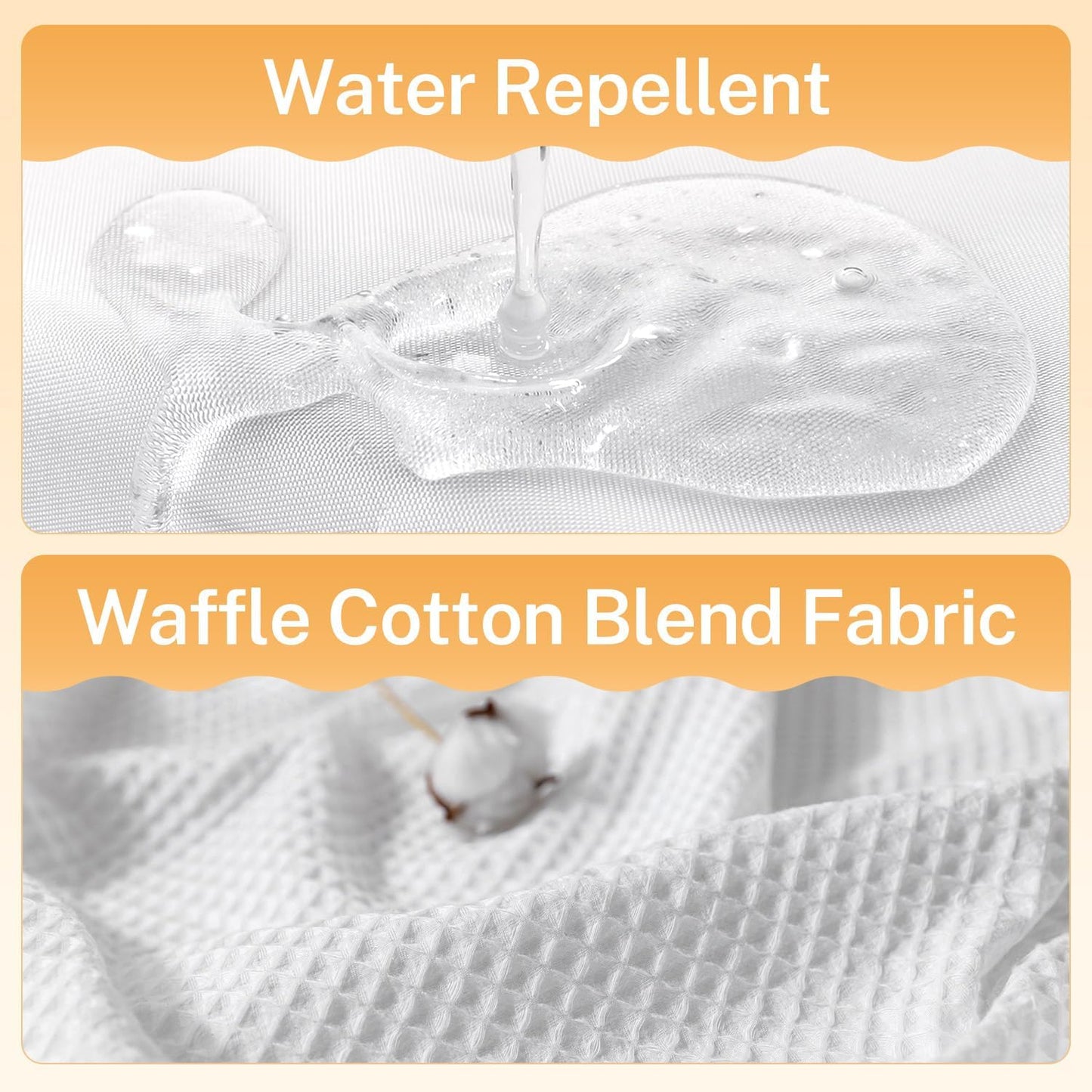 River Dream White Fabric Shower Curtain Set, Cotton Blend, Waffle Weave, with Snap in Replacement Liner,71 x 74 inches