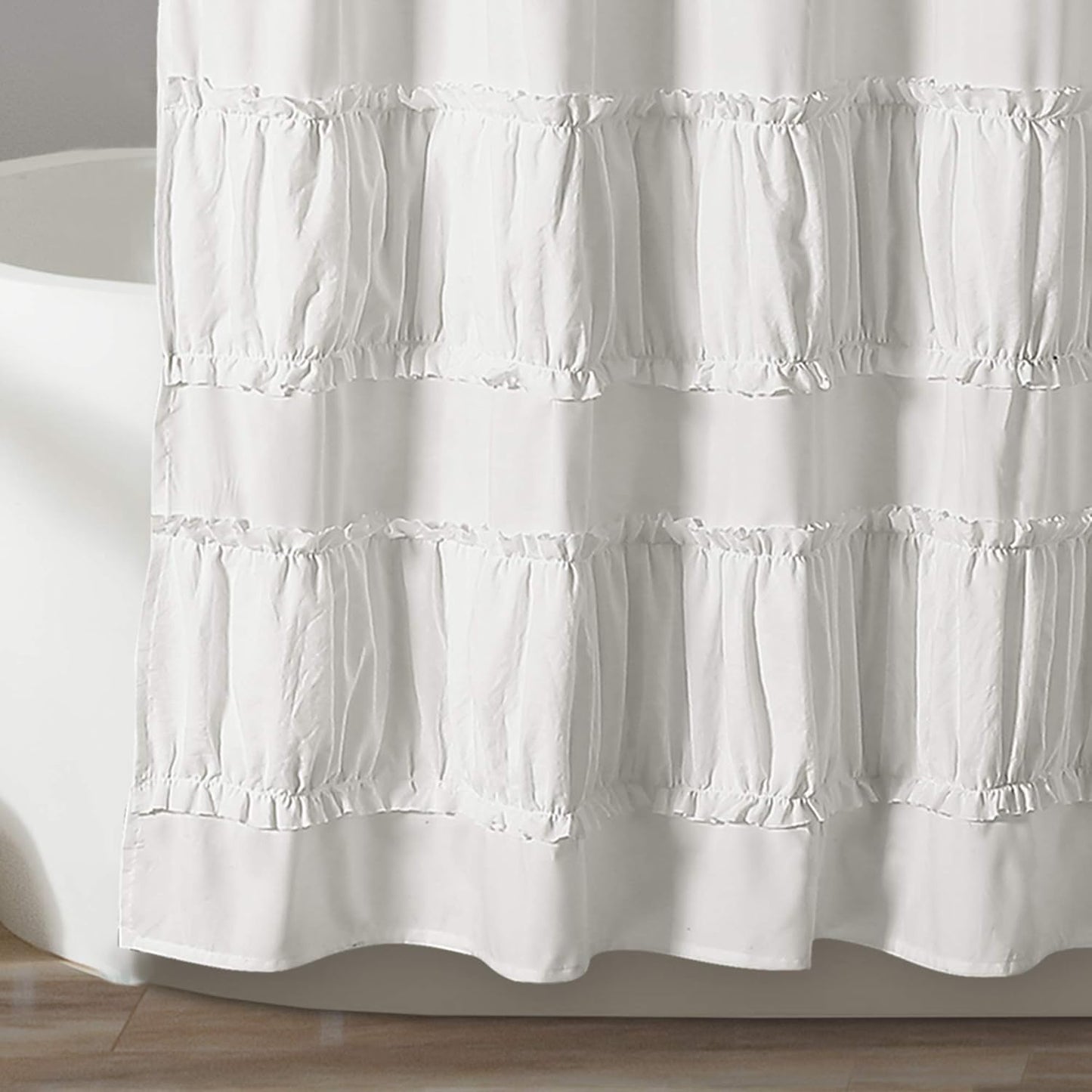 Lush Decor, 72" x 72", White Nova Ruffle Shower Curtain