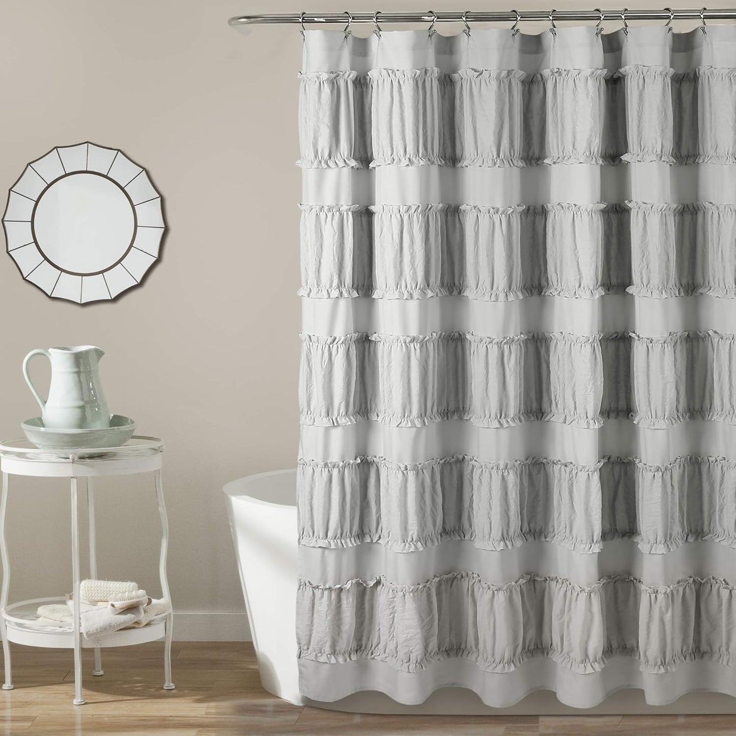 Lush Decor, 72" x 72", White Nova Ruffle Shower Curtain