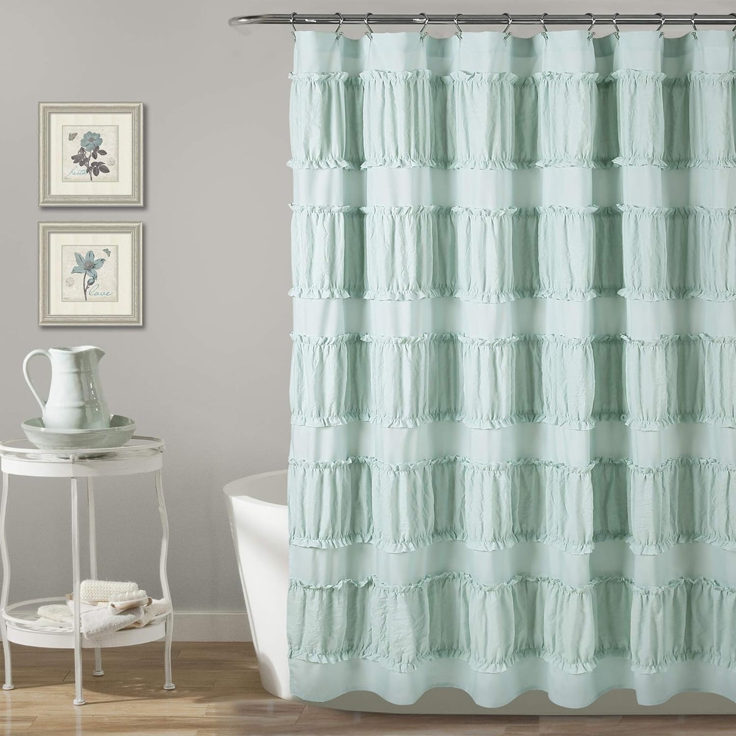 Lush Decor, 72" x 72", White Nova Ruffle Shower Curtain