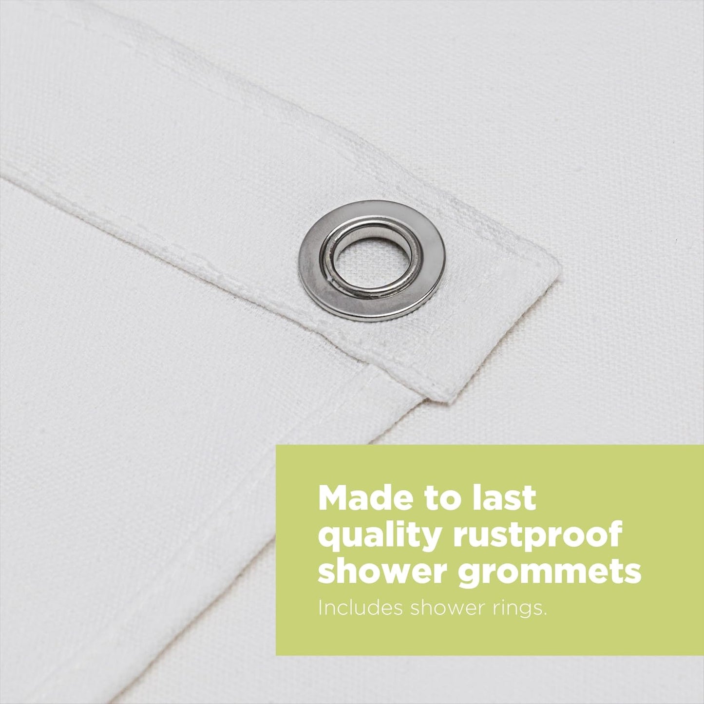 FABRIC SHOWER CURTAIN LINER - Standard Bathtub Size - A Stylish Quality Bathroom Drape - Earth Friendly, Non-Toxic + Odor-Free Cotton Liner - Light-Weight Washable White Shower Curtain - 70x74 WC