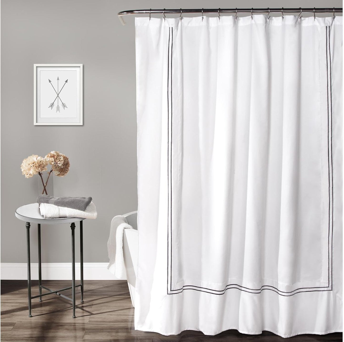 Lush Decor Hotel Collection Shower Curtain, 72" x 72", White & Navy