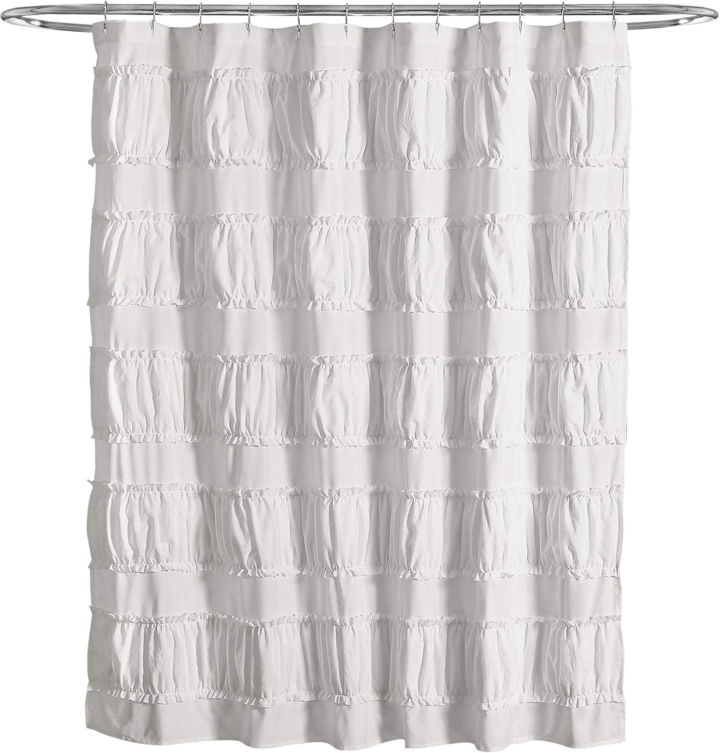 Lush Decor, 72" x 72", White Nova Ruffle Shower Curtain