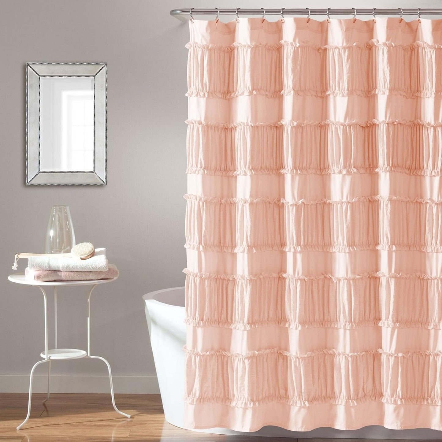 Lush Decor, 72" x 72", White Nova Ruffle Shower Curtain