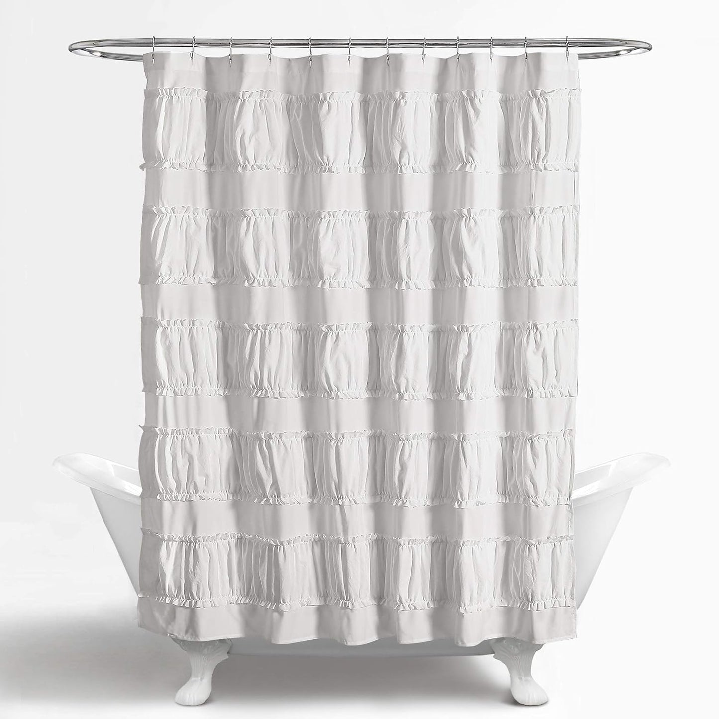 Lush Decor, 72" x 72", White Nova Ruffle Shower Curtain