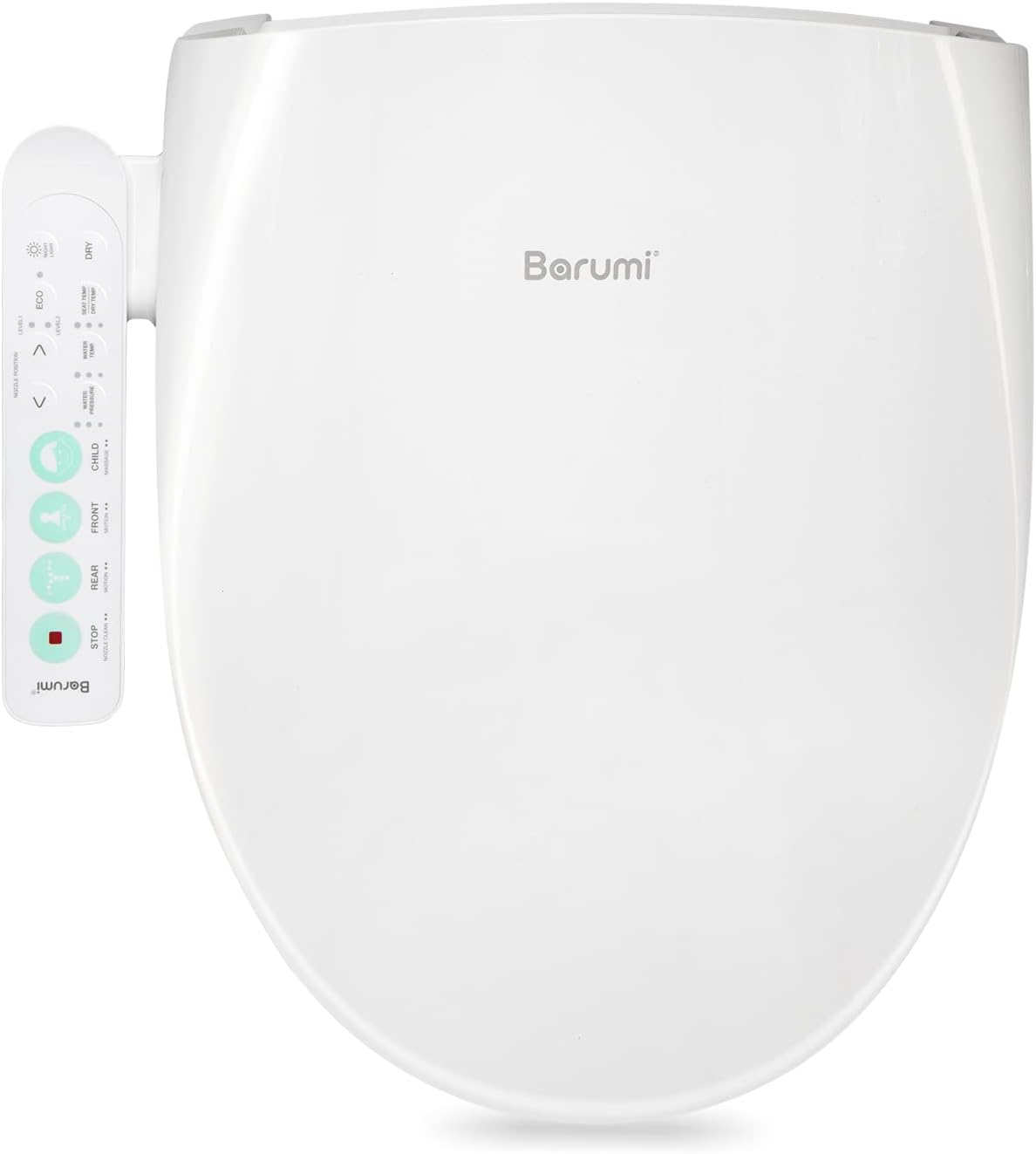 Barumi BM-4000 Elongated Bidet Attachment Toilet Seat, Smart Heated Seat, Air Dryer, Warm Water & Pressure Control, Self-Cleaning, Child & Eco Mode, Self Cleaning -SS Spray Nozzle with Massage