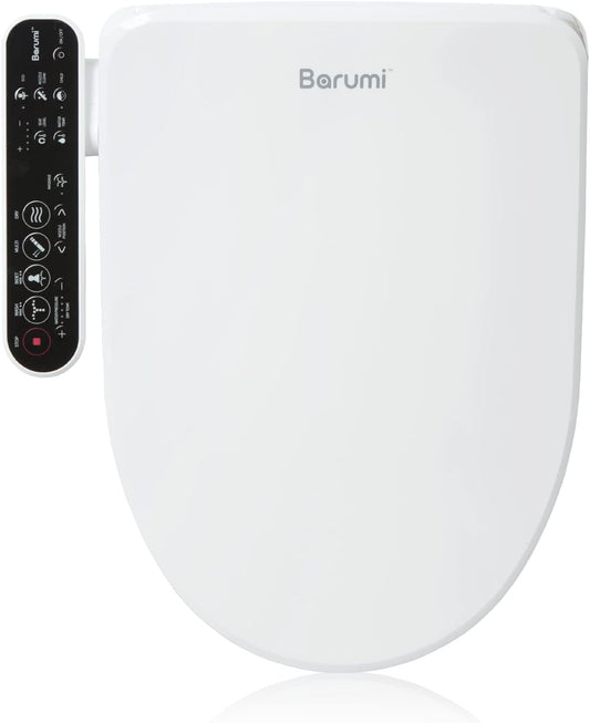 Barumi BM-4000 Elongated Bidet Attachment Toilet Seat, Smart Heated Seat, Air Dryer, Warm Water & Pressure Control, Self-Cleaning, Child & Eco Mode, Self Cleaning -SS Spray Nozzle with Massage