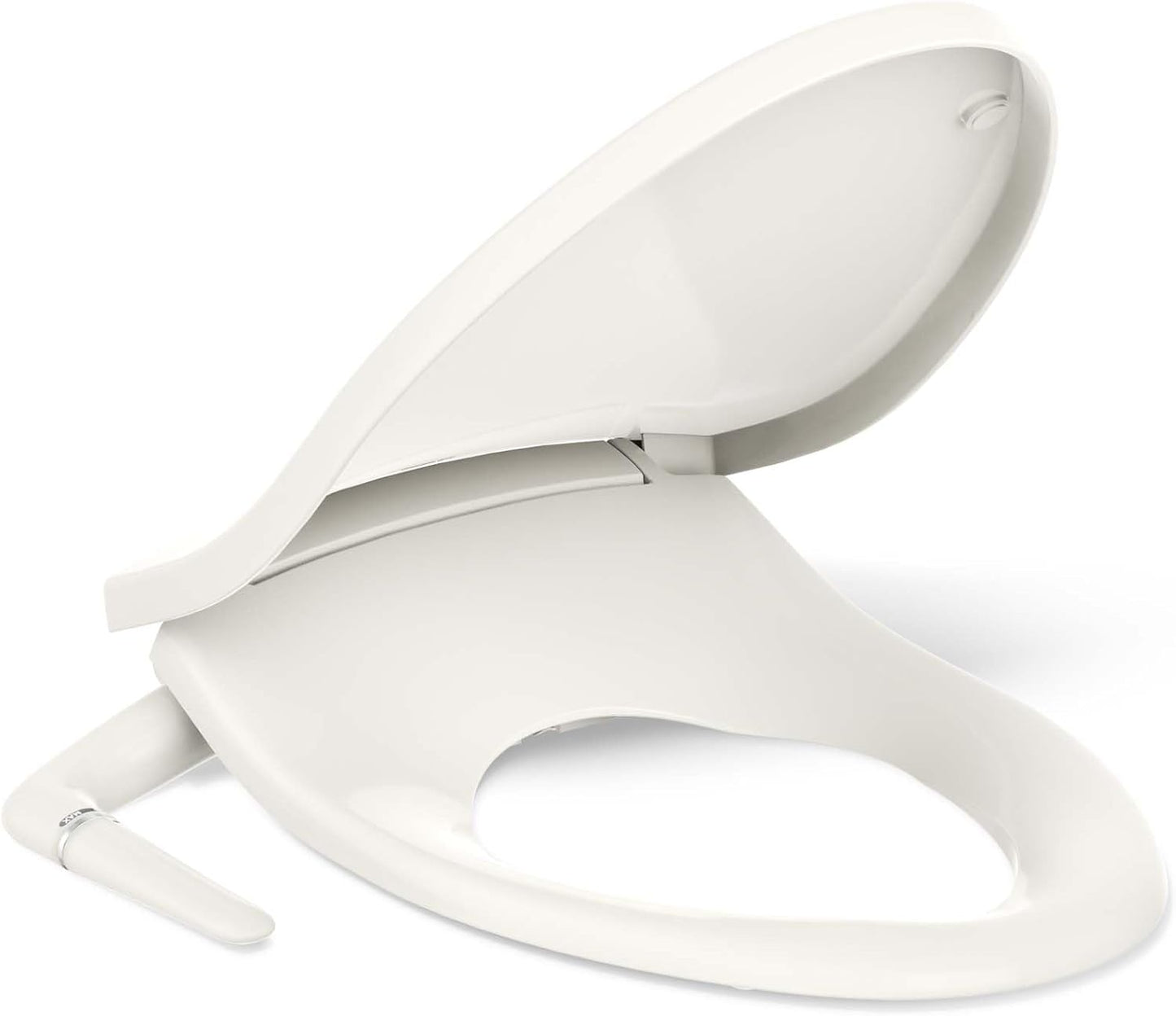 Kohler PureWash M250 Manual Elongated Bidet Toilet Seat, White, Quiet-Close Lid Prevents Slamming, Cool Water, Easy Installation with Quick-Release Hinges, Adjustable Spray Position & Pressure