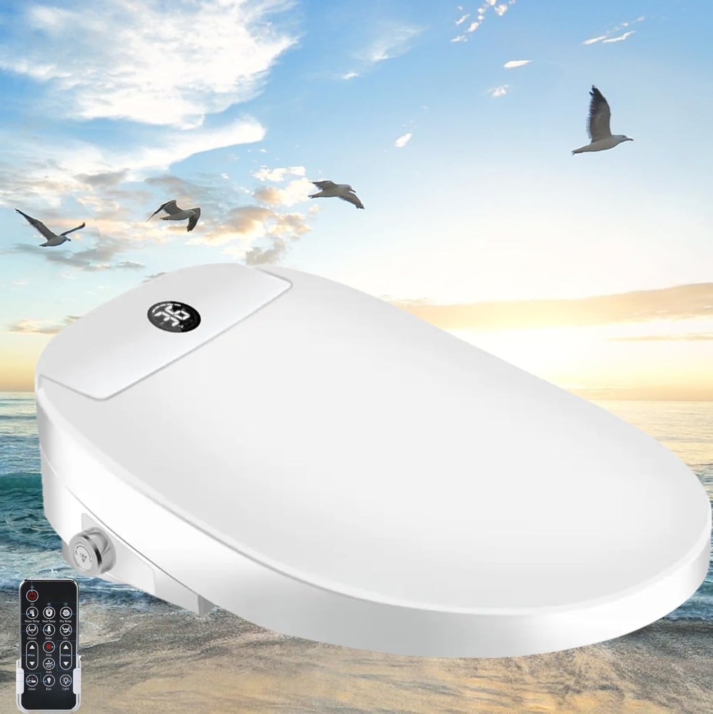 Electric Bidet Smart Toilet, Auto Open/Close Lid & Seat with Radar and Foot Sensor, Water Tank Built In, Auto Flushing, 8 Modes Water Wash,Warm Air Dryer, Foam Shield. 20-year warranty. (TD-76EV)